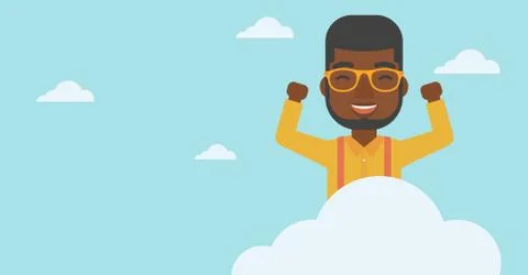 Man sitting on cloud vector illustration 스톡 일러스트