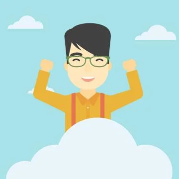Man sitting on cloud vector illustration Stock Illustration