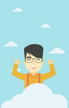 Man sitting on cloud vector illustration Stock Illustration