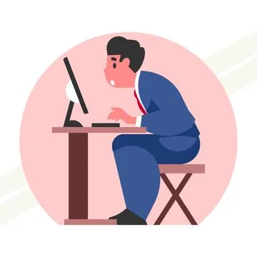 Man-sitting-by-computer Stock Illustration