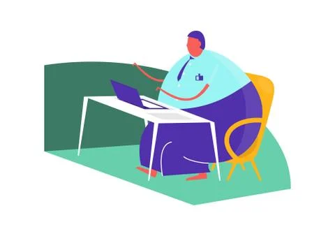 Man sitting at a desk Stock Illustration