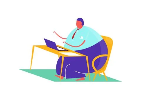 Man sitting at a desk Stock Illustration
