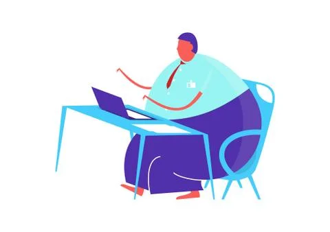 Man sitting at a desk Stock Illustration