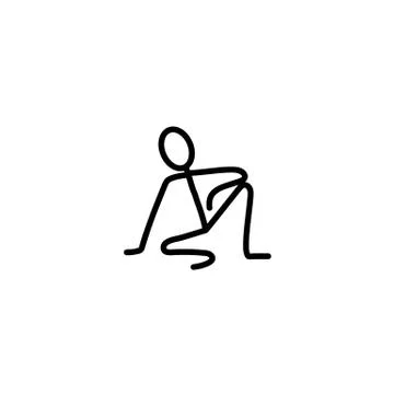 Man sitting on the floor and thinking stick figure Stock Illustration