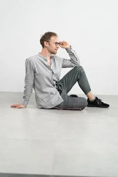 Man sitting on floor 스톡 사진