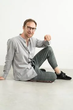 Man sitting on floor 스톡 사진