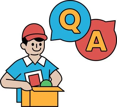 A man is sitting in front of a box with a smile on his face Stock Illustration