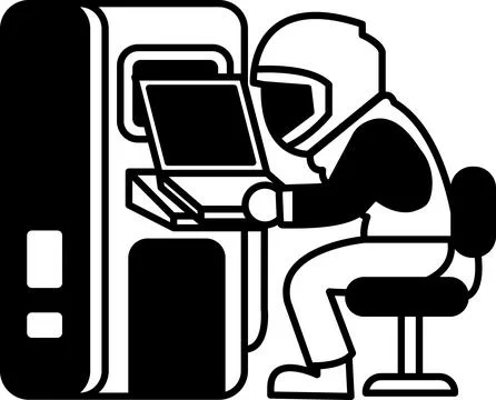 A man is sitting in front of a vending machine 스톡 일러스트