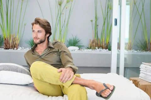 Man sitting at home Stock Photos