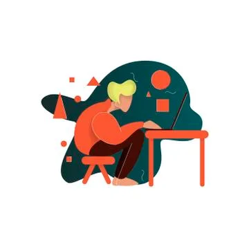 Man sitting at the laptop Stock Illustration