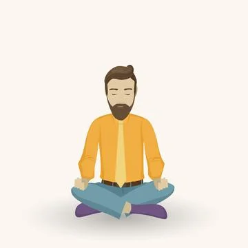 Man sitting in lotus pose Stock Illustration