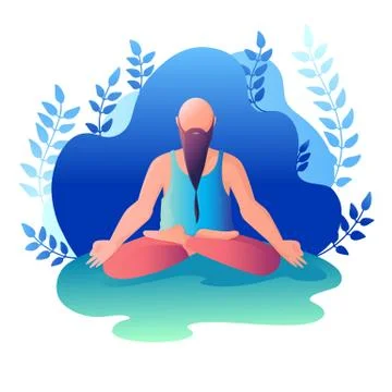 A man sitting in a lotus position. Vector illustration Stock Illustration