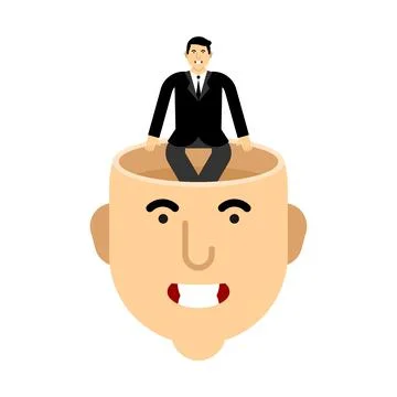 Man sitting with open head. concept coming up with an idea Stock Illustration