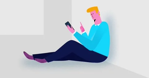 Man sitting with phone isolated Stock Footage 334968905