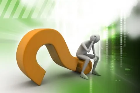 Man sitting on the question mark Stock Illustration