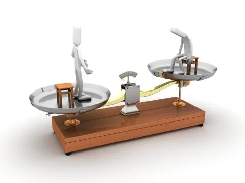 Man is sitting on the scales Stock Illustration