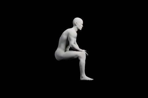 Man sitting side view on black background Illustrazione stock