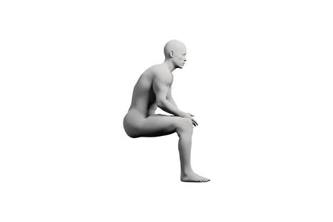 Man sitting side view on white background Illustrazione stock