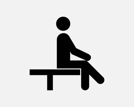 Man Sitting Sit Bench Chair Cross Leg Resting Rest Thinking Icon Sign Vector Stock Illustration