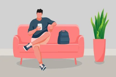Man sitting on the sofa Stock Illustration