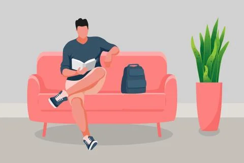 Man sitting on the sofa Stock Illustration