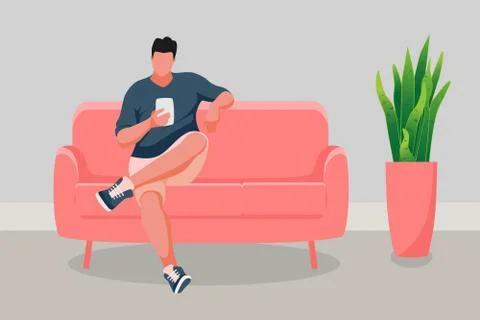 Man sitting on the sofa Stock Illustration