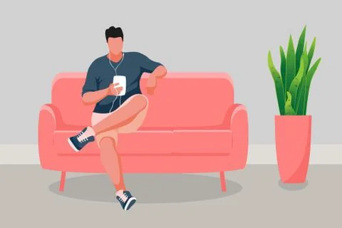 Man sitting on the sofa Stock Illustration