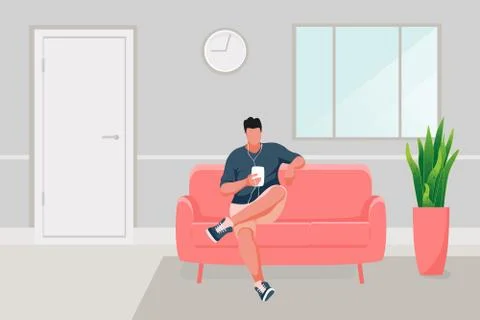 Man sitting on the sofa Stock Illustration
