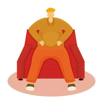 Man is sitting on the sofa Stock Illustration