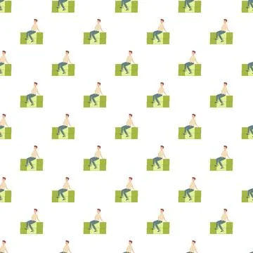 Man sitting on stacks of money pattern Stock Illustration
