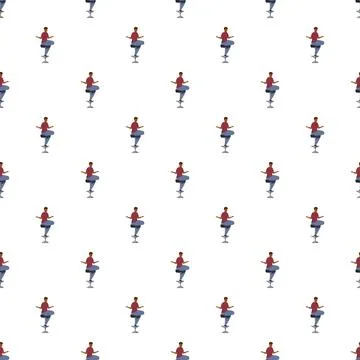 Man sitting on stool repeating seamless pattern Stock Illustration