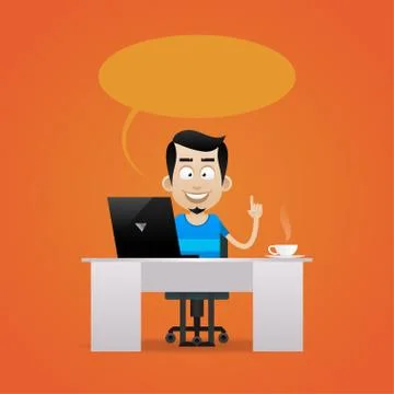 Man sitting at table and smiling Stock Illustration