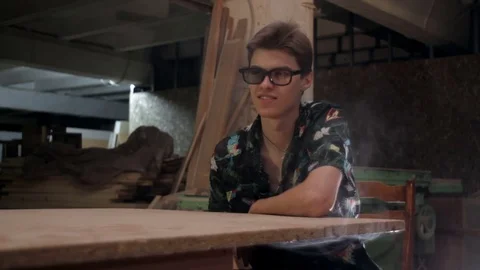 Man sitting at the table Stock Footage 71546363