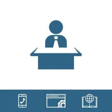 Man sitting at the table icon stock vector illustration flat design Illustrazione stock