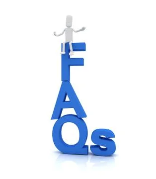 Man is sitting on the text FAQs Stock Illustration