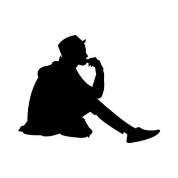 Man sitting thinking Illustrazione stock