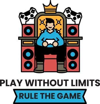 A man is sitting on a throne with a video game controller in his hand Stock Illustration