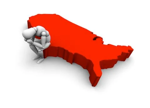Man Sitting On USA Map Ilustração Stock