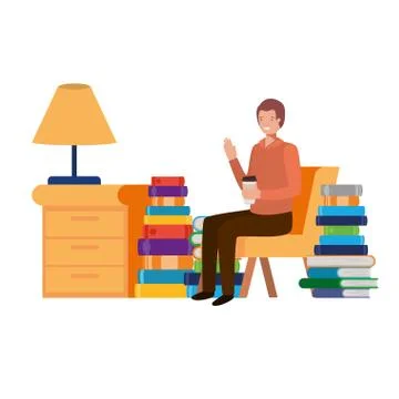 Man sitting in the work office with white background 스톡 일러스트