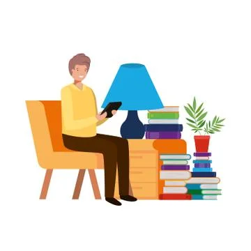 Man sitting in the work office with white background Illustrazione stock