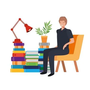 Man sitting in the work office with white background Ilustración de archivo