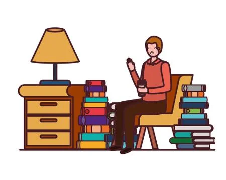 Man sitting in the work office with white background Stockillustratie