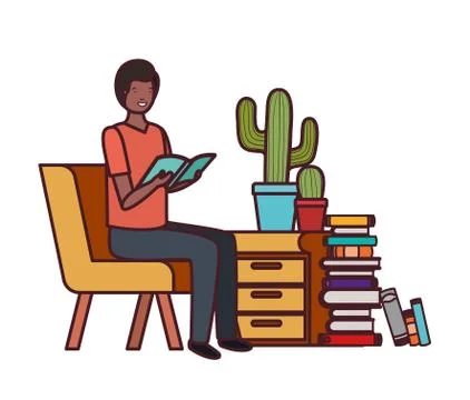 Man sitting in the work office with white background Ilustración de archivo