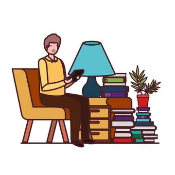 Man sitting in the work office with white background Ilustración de archivo