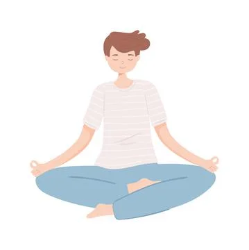 Man sitting in yoga position Stock Illustration