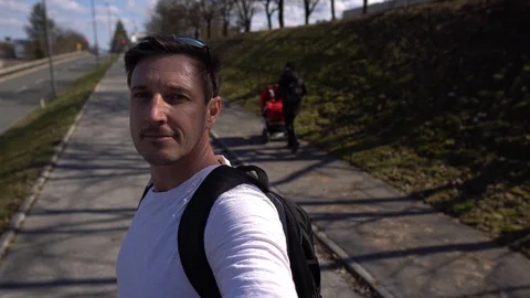 Man on a skateboard selfie Stock Footage 125997095
