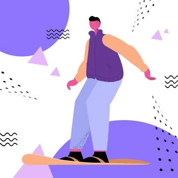 Man skateboarding guy doing activities christmas new year holidays winter Stock Illustration