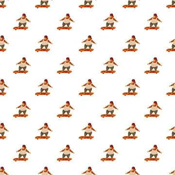 Man skateboarding seamless pattern cartoon illustration Stock Illustration