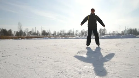 Man on the skates 2 Stock Footage 11286079