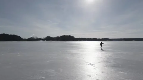 A man is skating on the ice Video stock 267601934